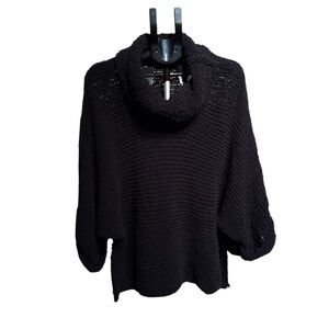 POL oversized cowl neck batwing 3/4 sleeve baby soft black sweater distressed